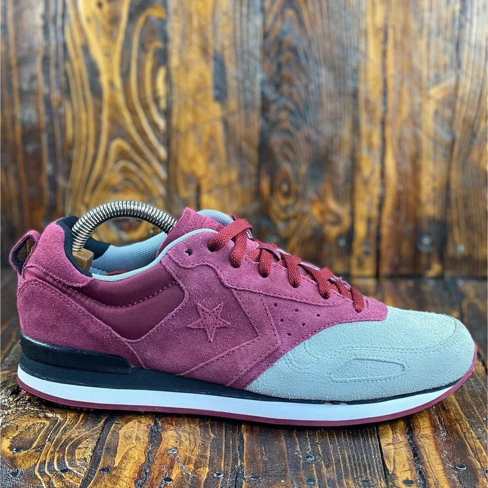 Converse Malden Racer OX‎ Men Sneakers Maroon Grey Suede Shoe 144573C Size 11 - Picture 3 of 11